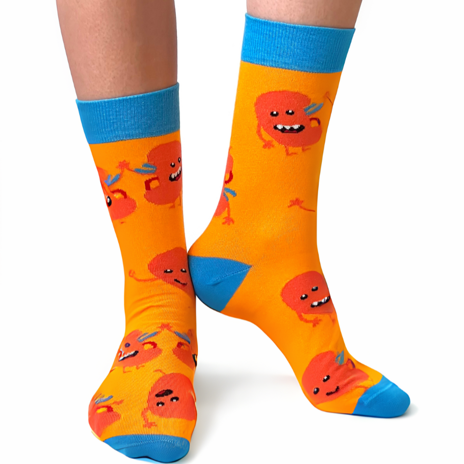 Fröhliche Nieren Socken orange
