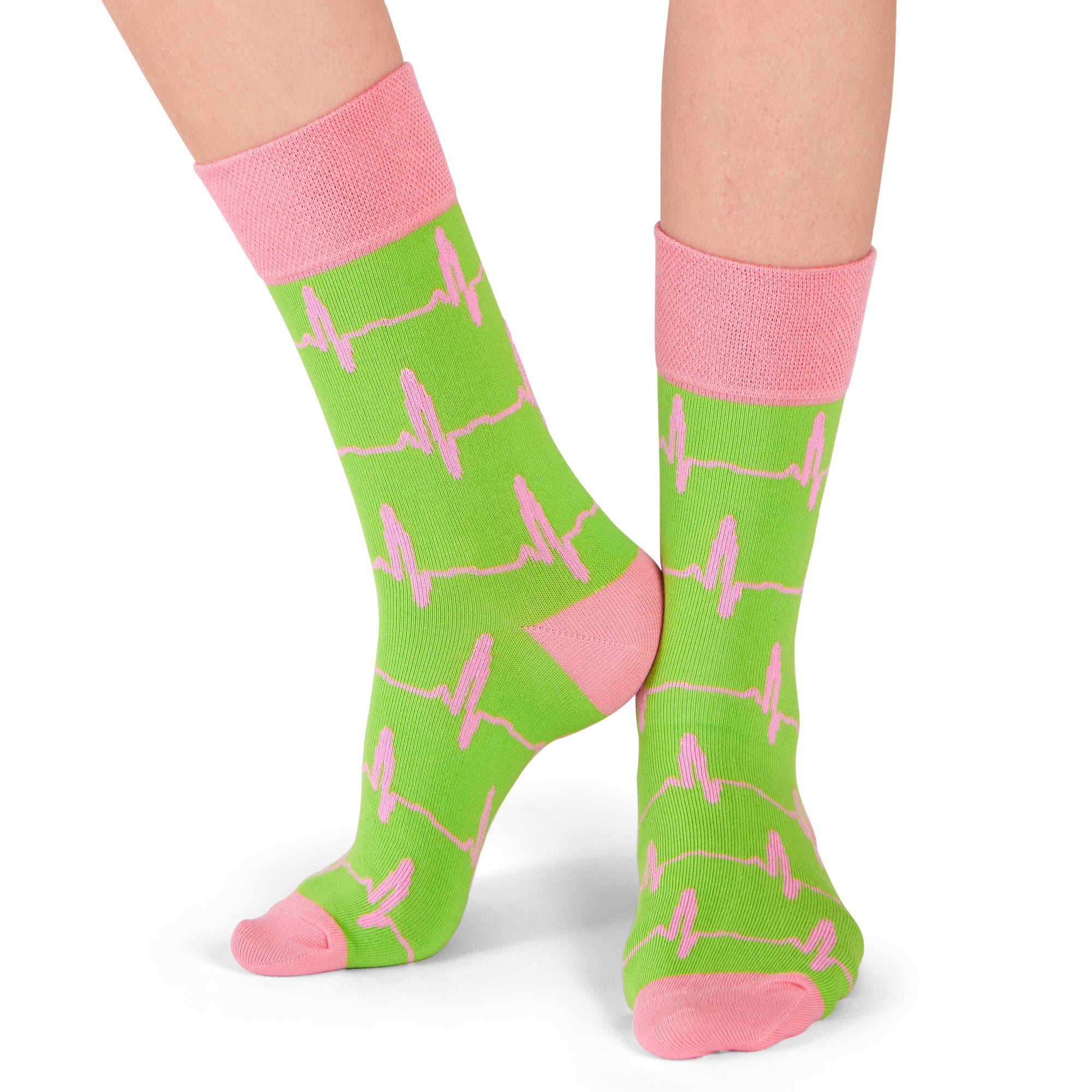 EKG Socken hellgrün / rosa