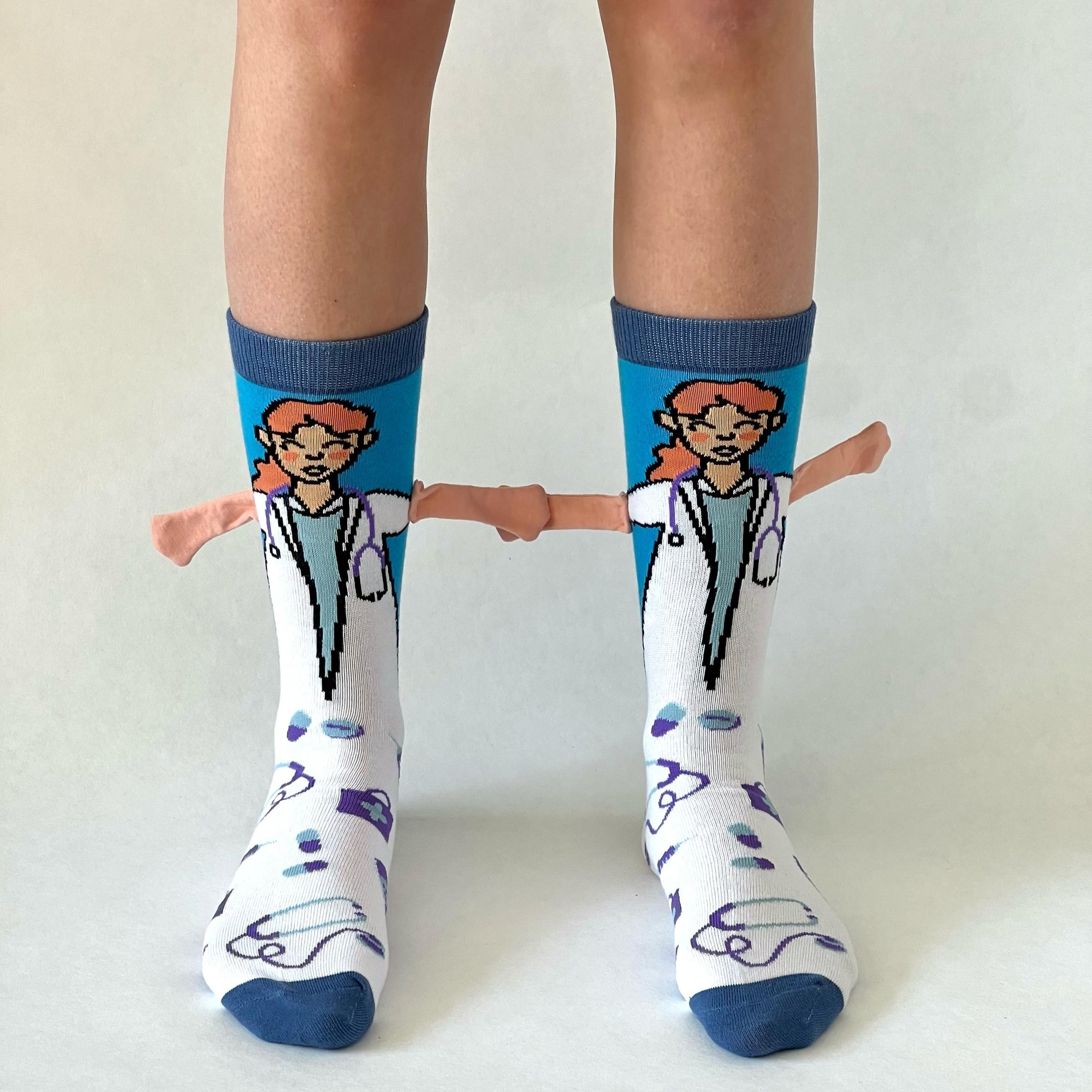 Hand in Hand im Spital Socken weiss