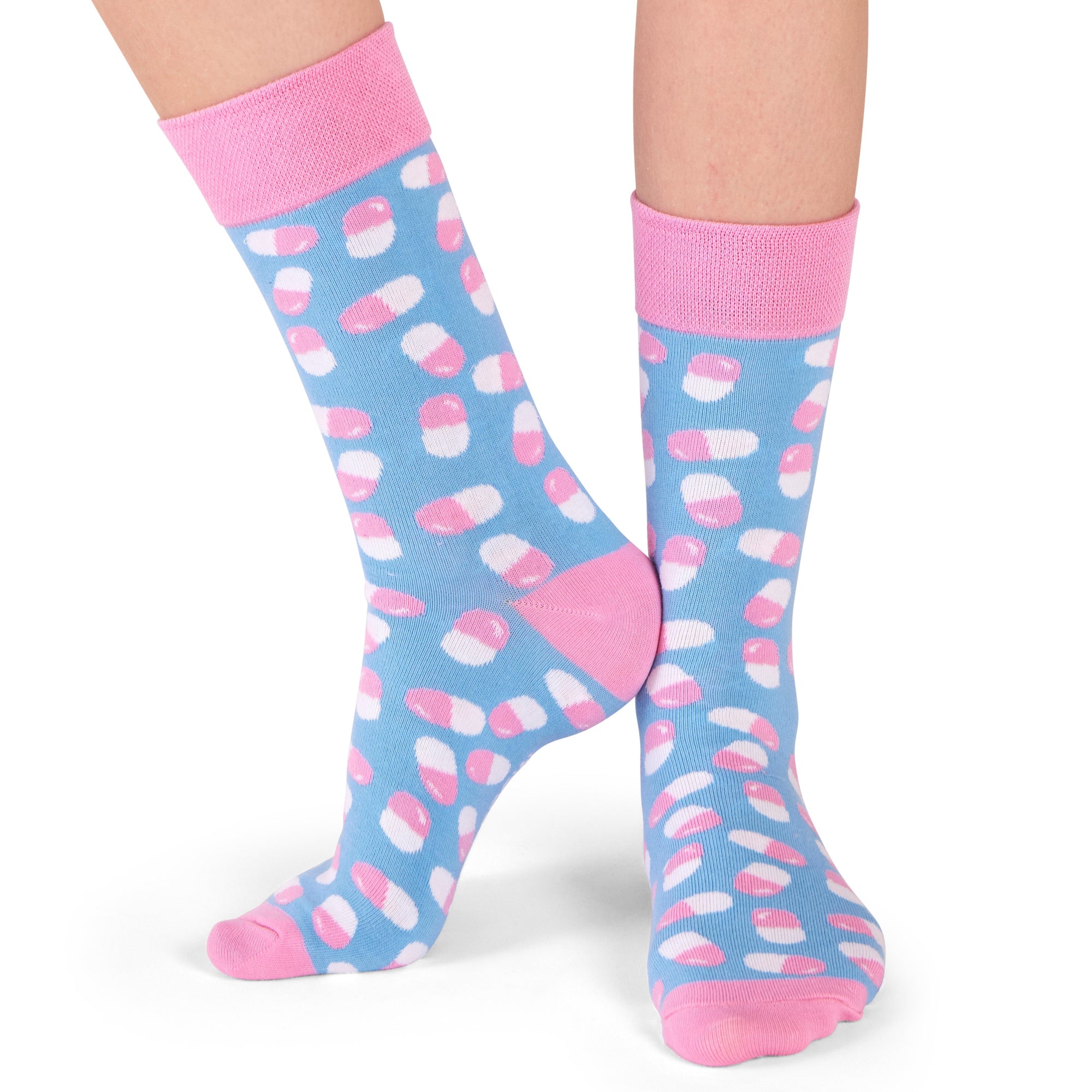 Pillen Socken blau / pink