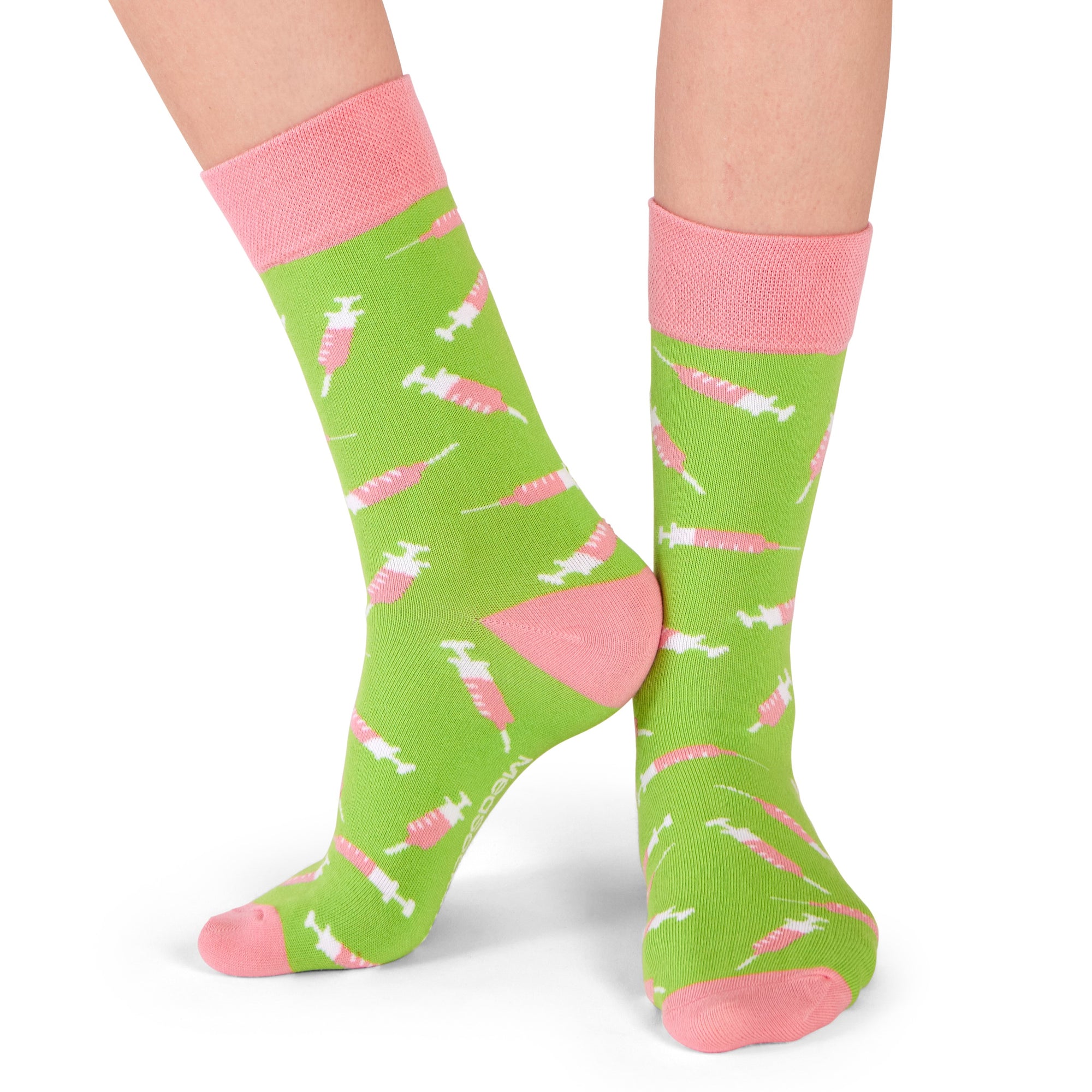 Spritzen Socken hellgrün / rosa