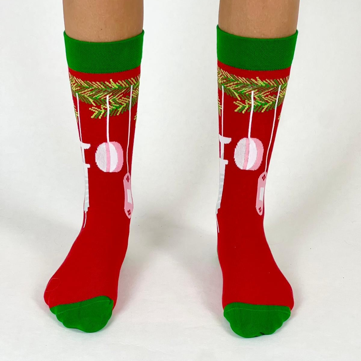 Weihnachtszeit = Grippezeit Socken rot 🎄😷💉🩹💊