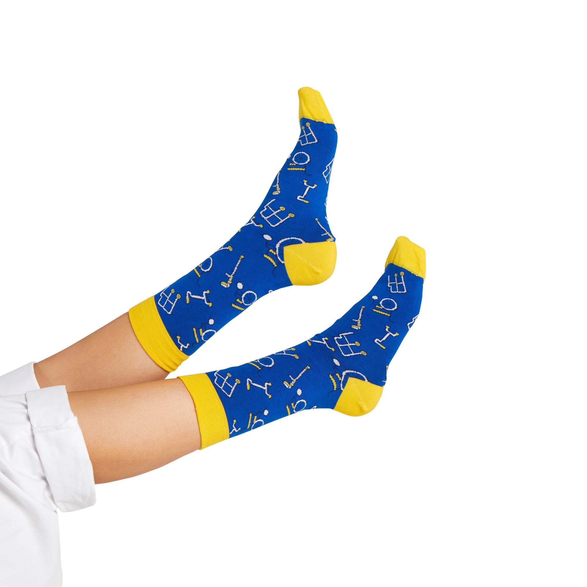 Hilfsmittel Socken dunkelblau / gelb
