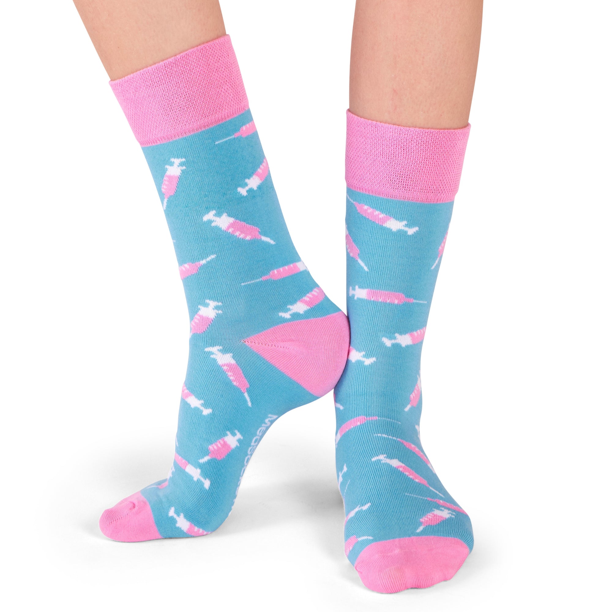 neue Spritzen Socken blau / pink