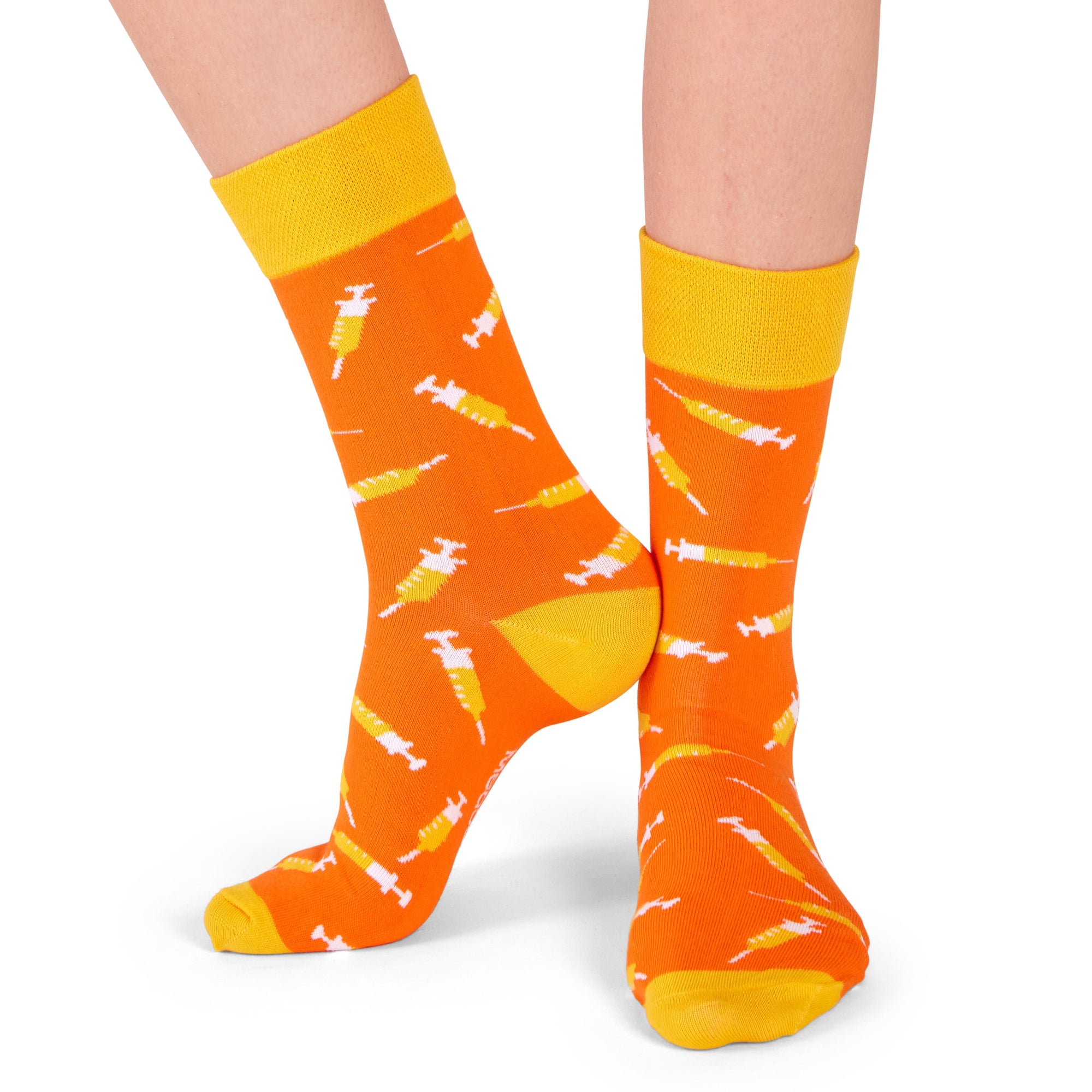 neue Spritzen Socken orange / gelb