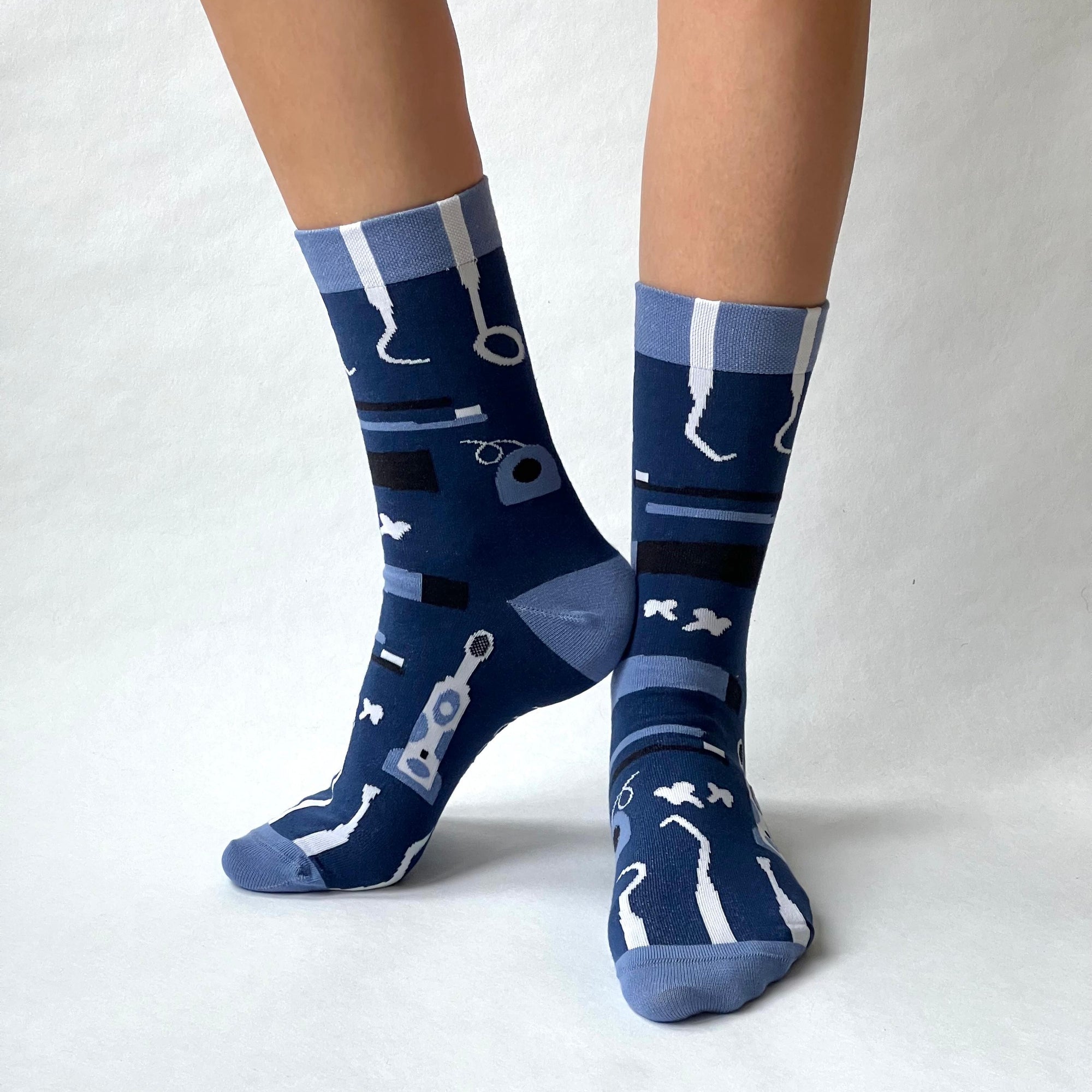 Zahnarzt Instrumente Socken dunkelblau