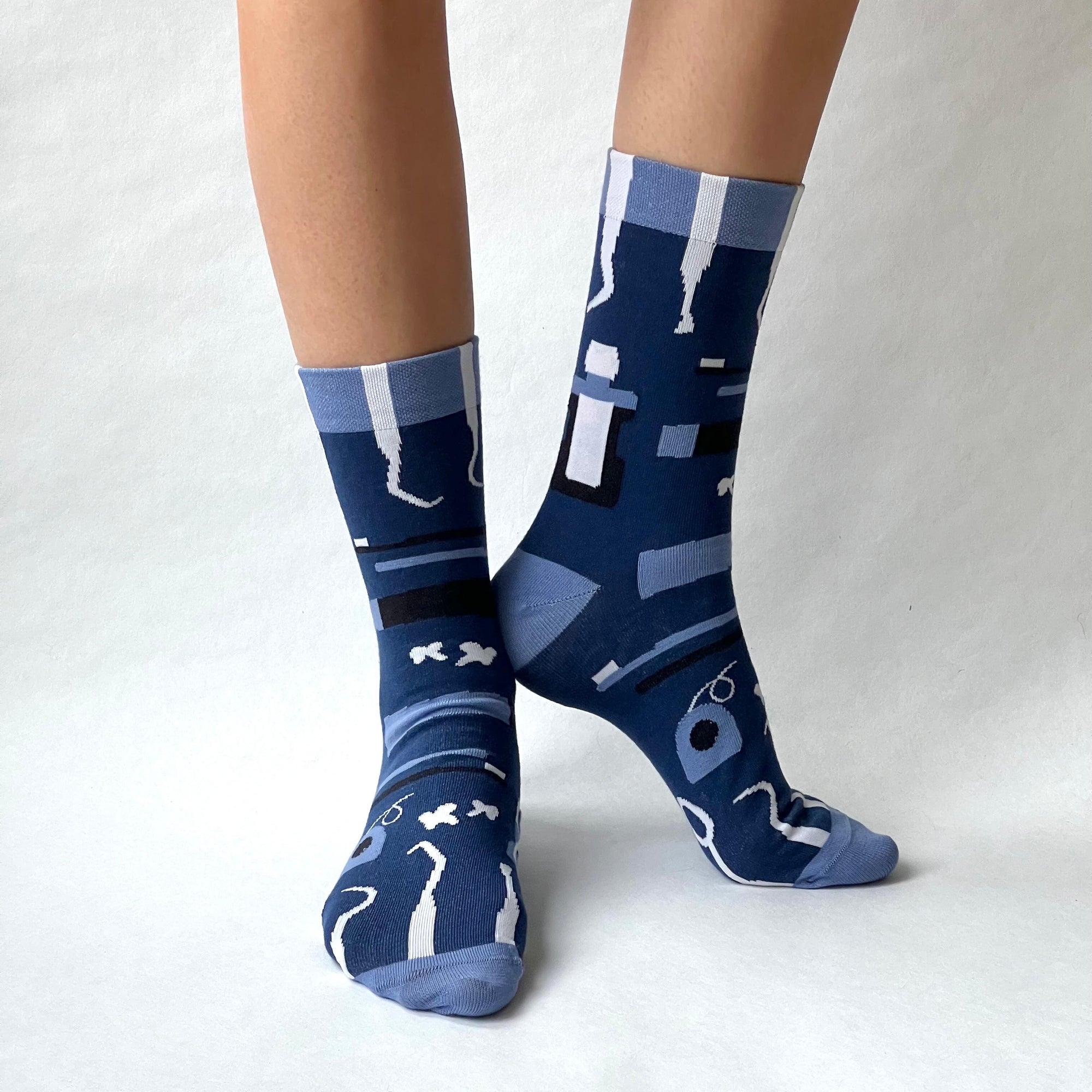 Zahnarzt Instrumente Socken dunkelblau