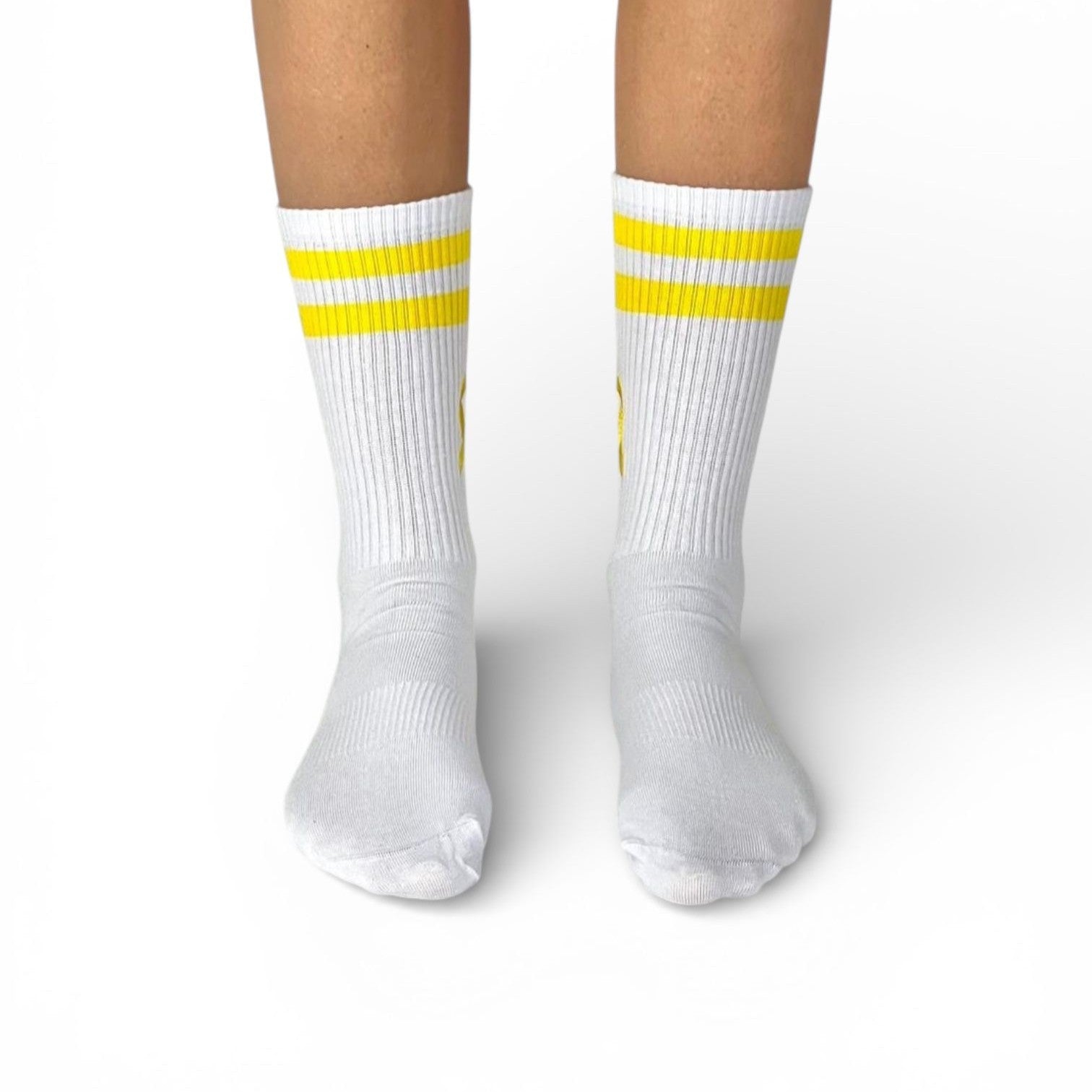 Gelbe Schleife Sportsocken weiss