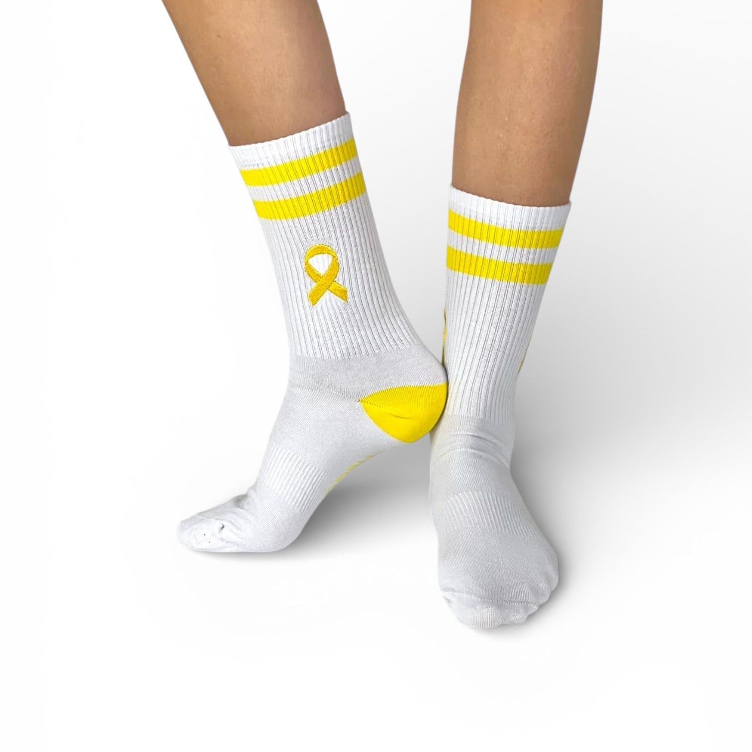 Gelbe Schleife Sportsocken weiss