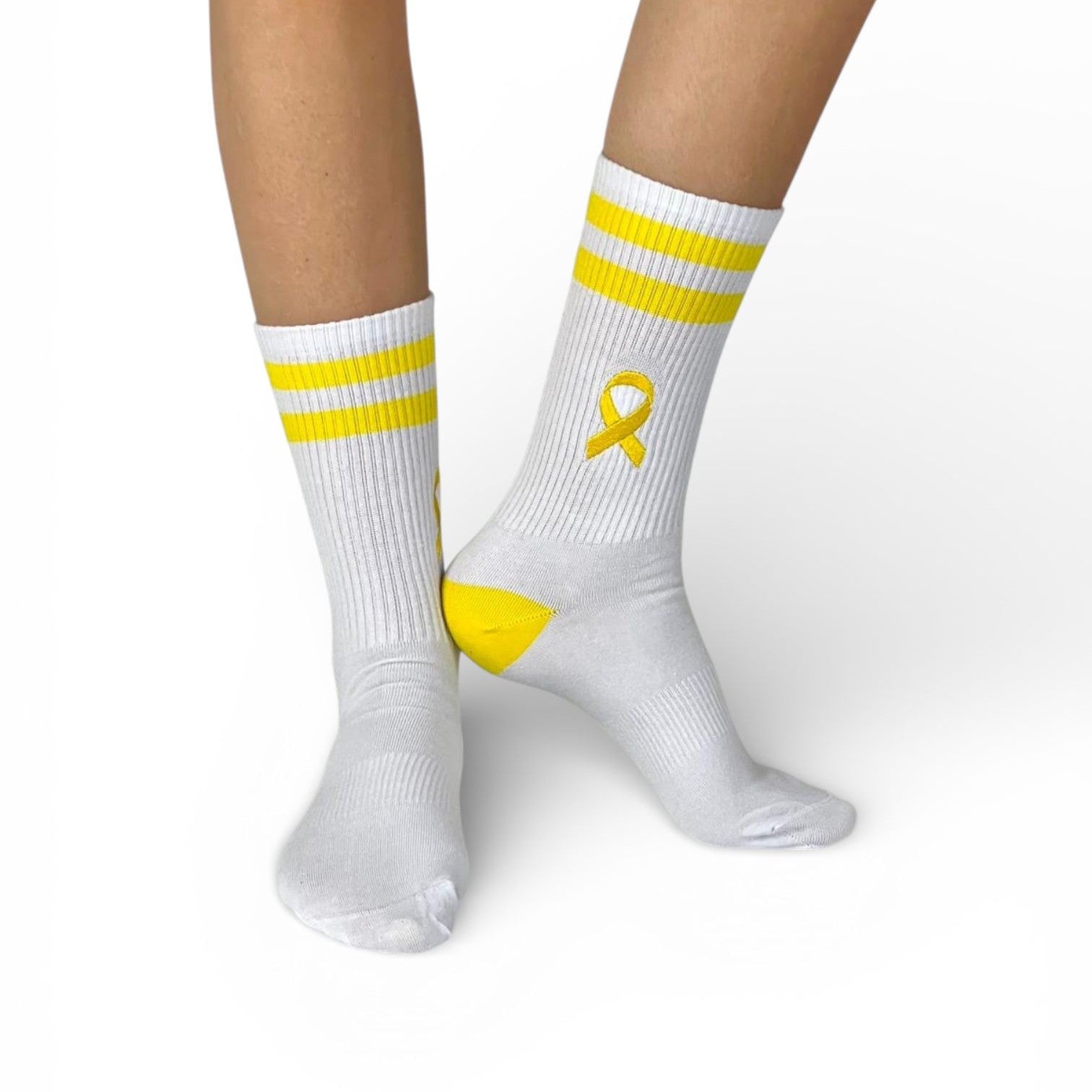 Gelbe Schleife Sportsocken weiss