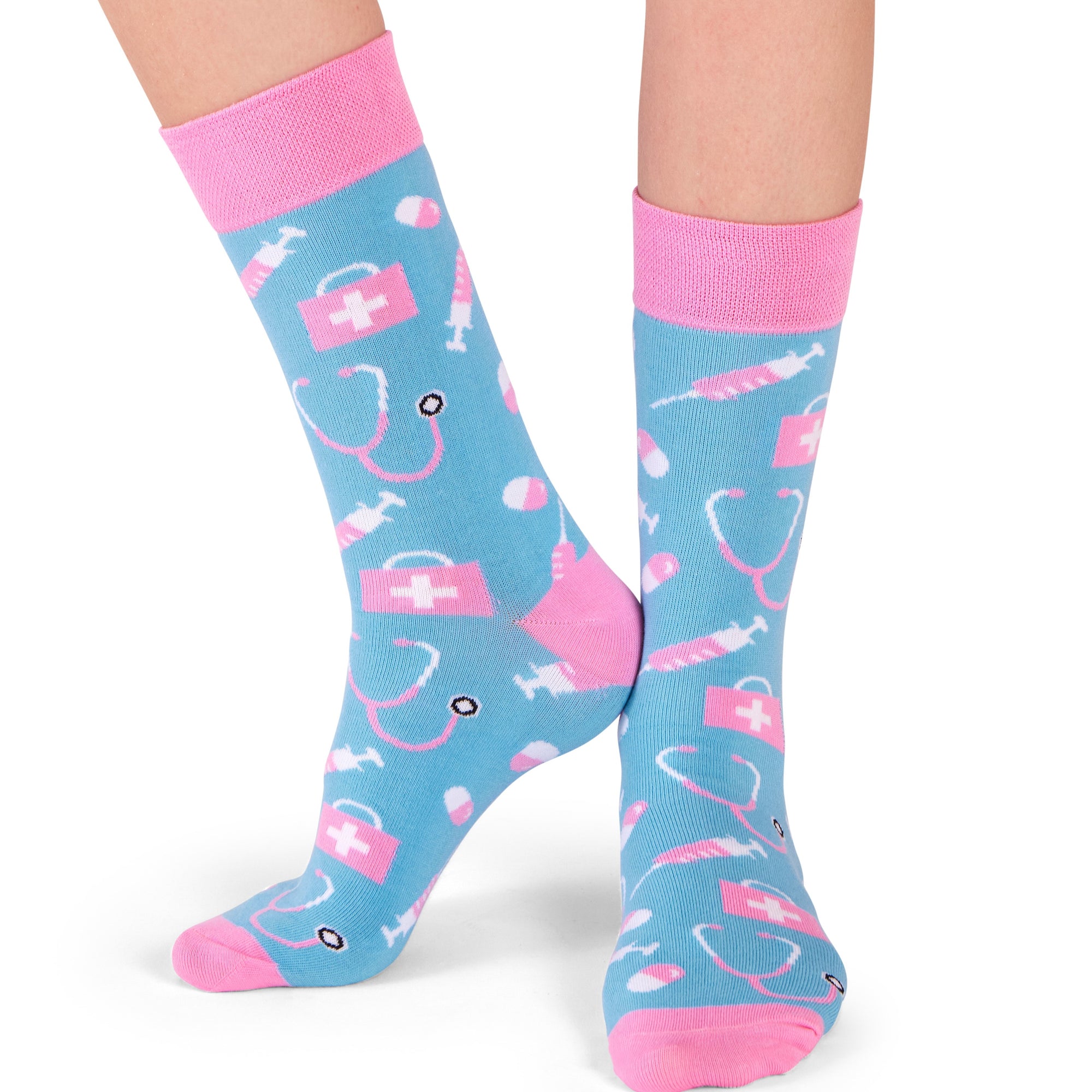 neue Pflege Socken blau / pink