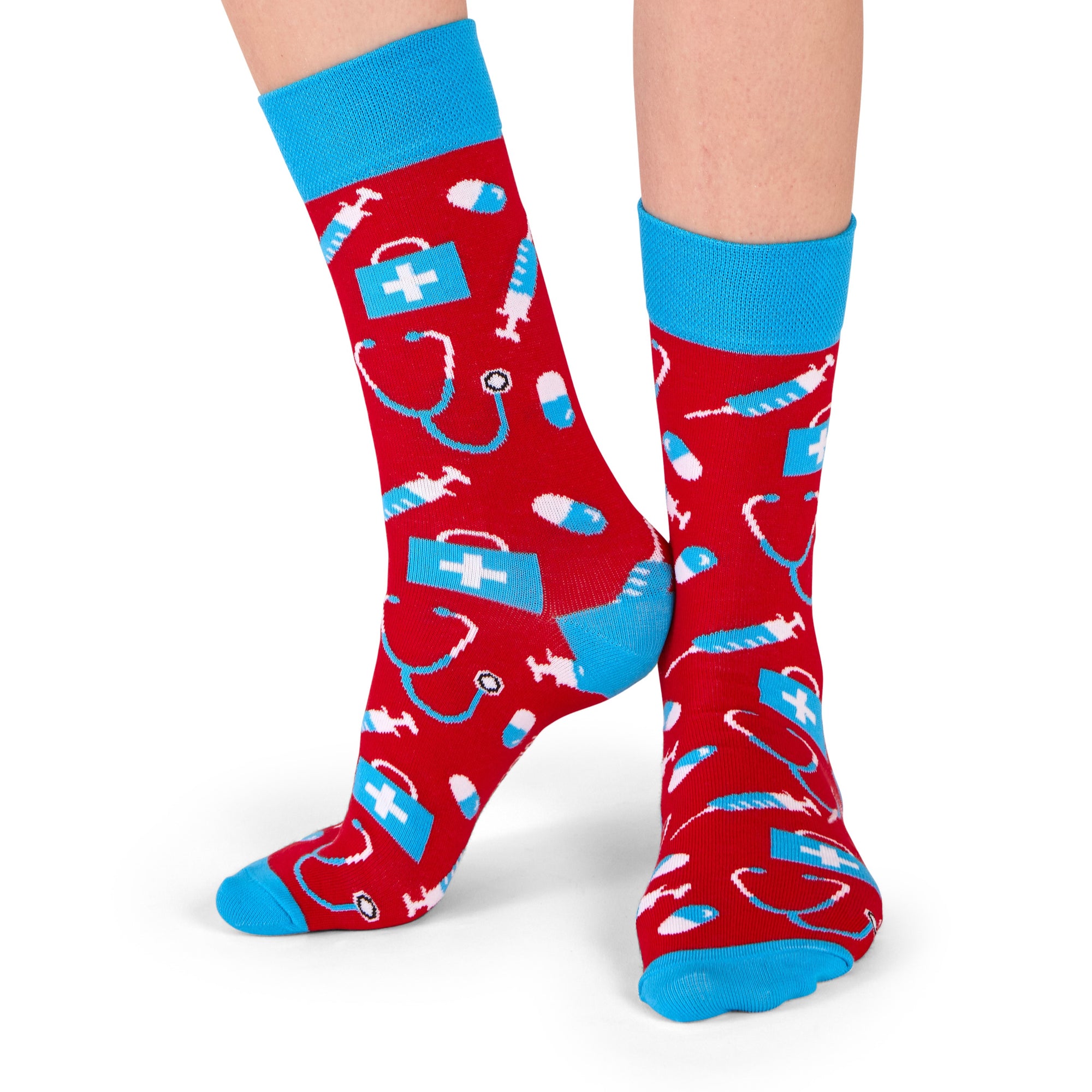 neue Pflege Socken rot / blau