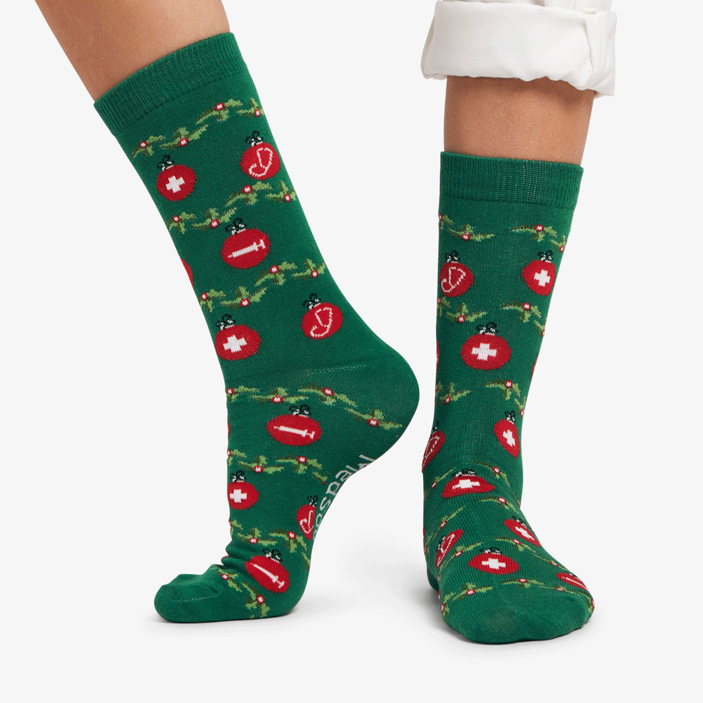 Weihnachtskugel Socken dunkelgrün 🎄