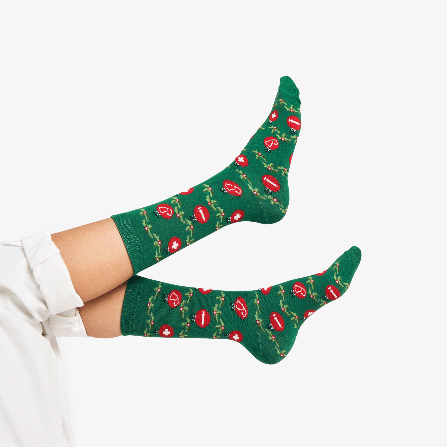 Weihnachtskugel Socken dunkelgrün 🎄