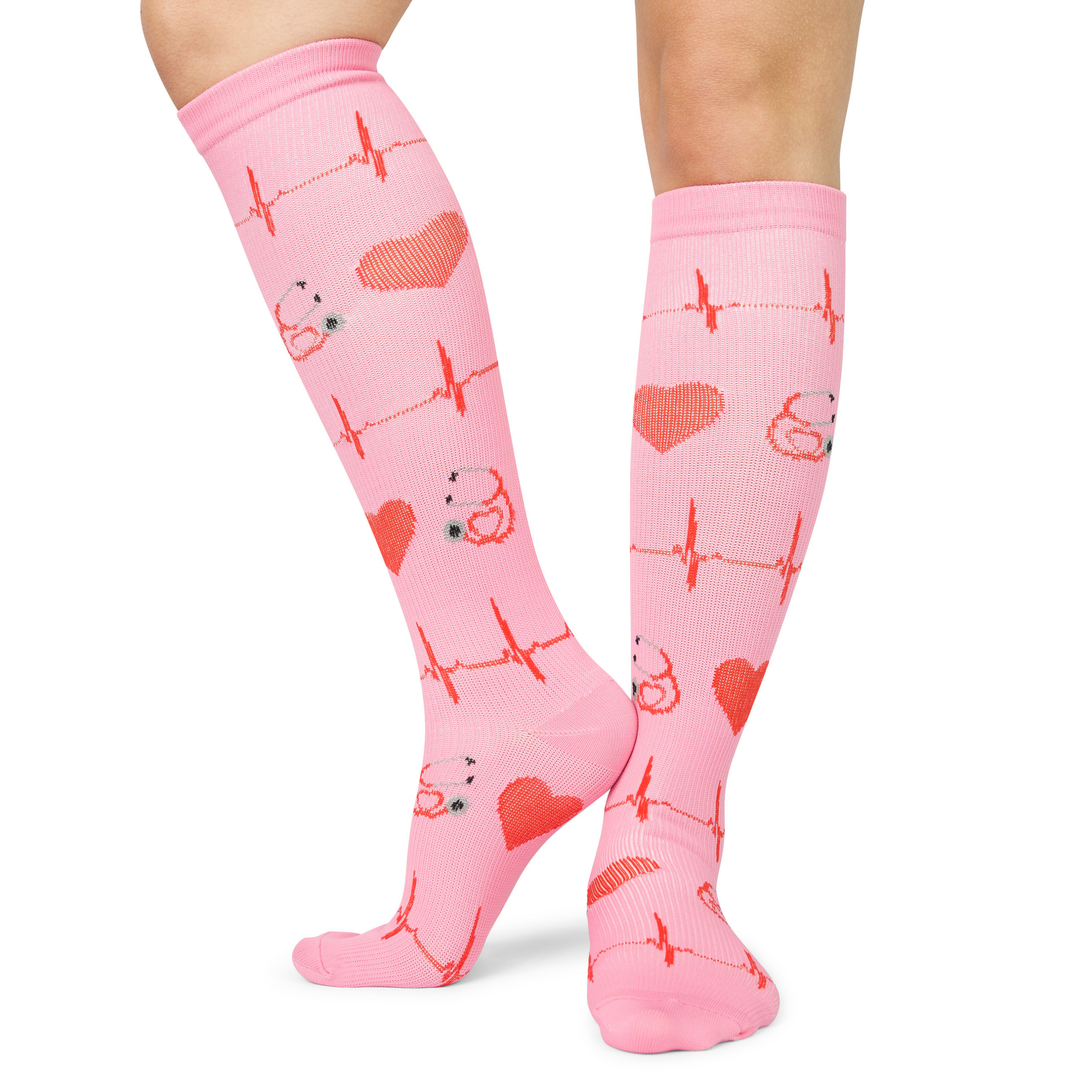 Kompressionsstrümpfe Herz für Pflege pink